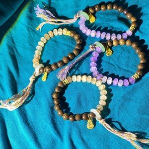 Elegant Beaded Bracelet Set with Tassels